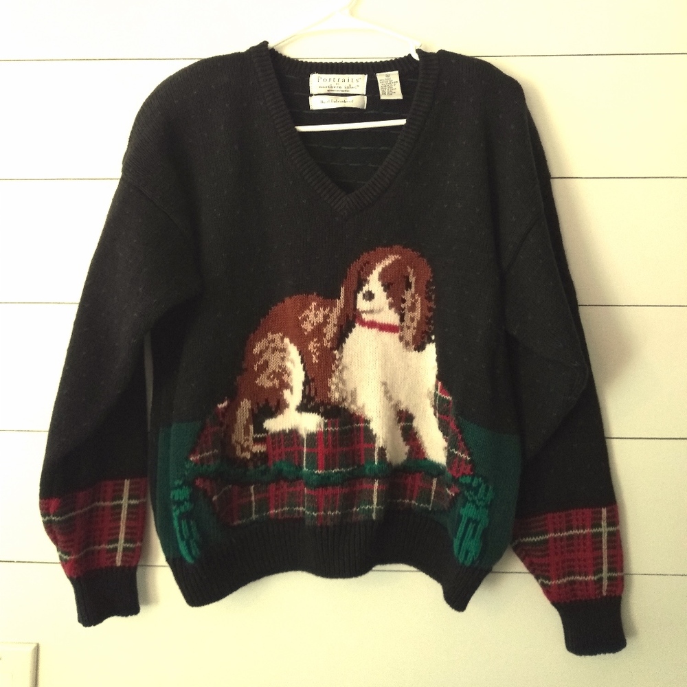 VTG Northern Isle Ugly Christmas Sweater Dog M